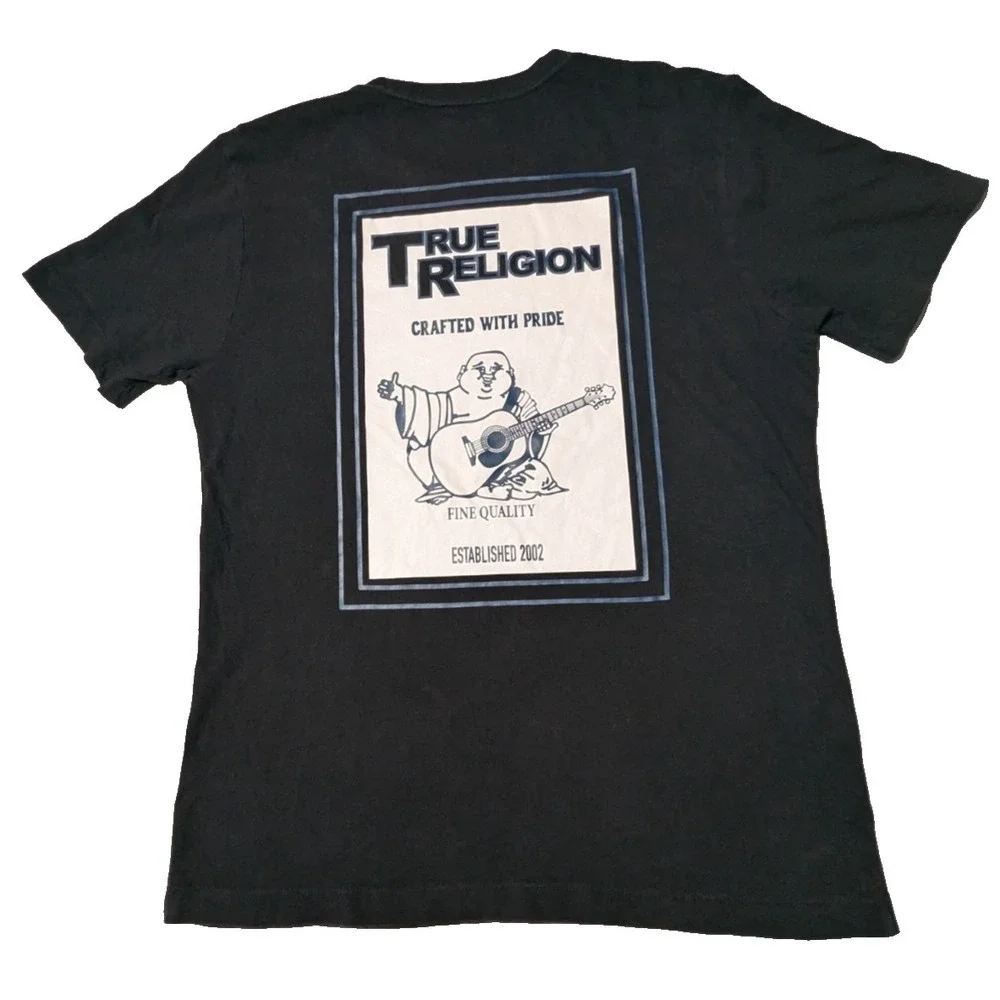 True Religion Buddha Crafted With‎ Pride Double-Sided Black T-Shirt - Men Medium